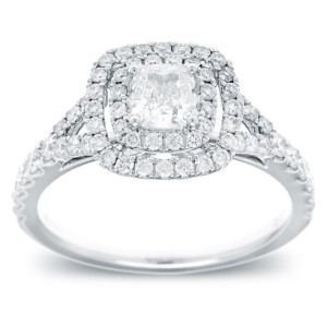 White Gold 1 1/5 TDW Cushion-cut Diamond Engagement Ring - Handcrafted By Name My Rings™