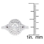 White Gold 1 1/6ct TDW Oval Cut Diamond Double Halo Engagement Ring - Handcrafted By Name My Rings™