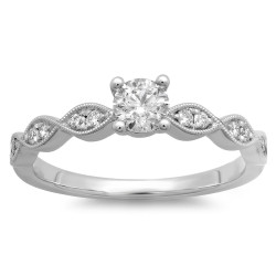 White Gold 1/2ct TDW Round Diamond Engagement Ring - Handcrafted By Name My Rings™