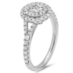 White Gold 1ct TDW Oval Diamond Double Halo Engagement Ring - Handcrafted By Name My Rings™
