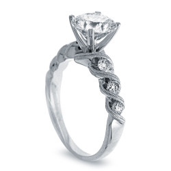 White Gold 1ct TDW Vintage Diamond Engagement Ring - Handcrafted By Name My Rings™