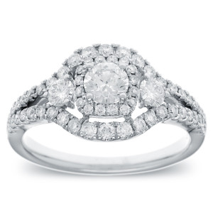 White Gold 1ct TDW Vintage-style Halo Diamond Ring - Handcrafted By Name My Rings™