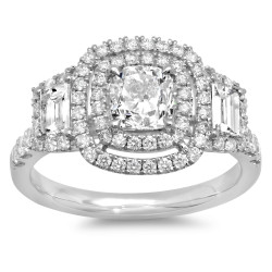 White Gold 2 1/10ct TDW Cushion-cut Diamond Vintage Style Engagement Ring - Handcrafted By Name My Rings™