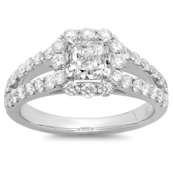 White Gold 2ct TDW Cushion-cut Diamond Halo Engagement Ring - Handcrafted By Name My Rings™