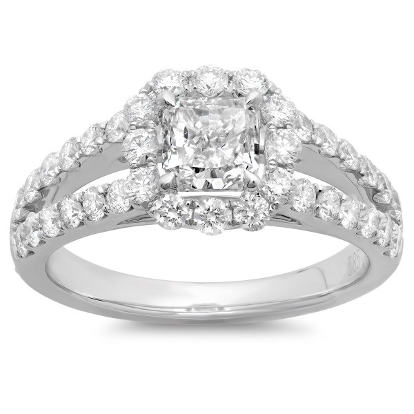 White Gold 2ct TDW Cushion-cut Diamond Halo Engagement Ring - Handcrafted By Name My Rings™