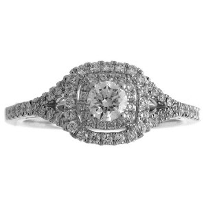 White Gold 3/5ct TDW Diamond Double Halo Engagement Ring - Handcrafted By Name My Rings™