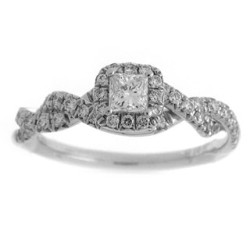 White Gold 3/5ct TDW Diamond Princess-cut Halo Engagement Ring - Handcrafted By Name My Rings™