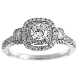 White Gold 7/8ct TDW Diamond Round Double Halo Engagement Ring - Handcrafted By Name My Rings™