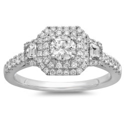 White Gold 7/8ct TDW Round-cut White Diamond Vintage Halo Engagement Ring - Handcrafted By Name My Rings™