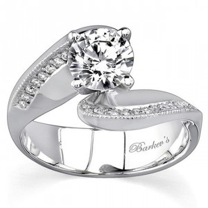 Barkev White Gold 7/8ct Diamond Designer Bypass Engagement Ring - Handcrafted By Name My Rings™