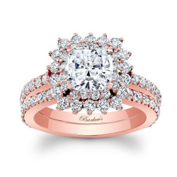 Rose Gold 2 1/2ct TDW Cushion-cut Diamond Bridal Ring Set - Handcrafted By Name My Rings™