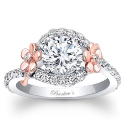 Rose and White Gold Floral Diamond Engagement Ring - Handcrafted By Name My Rings™