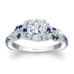 White Gold 1 1/10ct TDW Diamond and Blue Sapphire Engagement Ring - Handcrafted By Name My Rings™