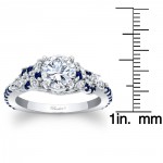White Gold 1 1/10ct TDW Diamond and Blue Sapphire Engagement Ring - Handcrafted By Name My Rings™