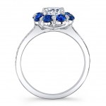 White Gold Blue Sapphire and 1 1/10ct TDW Diamond Halo Flower Ring - Handcrafted By Name My Rings™
