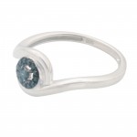 Beautiful Round Brilliant Cut Blue Color Traterd Natural Diamond Engagement Ring - Handcrafted By Name My Rings™