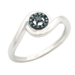 Beautiful Round Brilliant Cut Blue Color Traterd Natural Diamond Engagement Ring - Handcrafted By Name My Rings™
