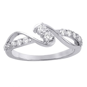 White Gold 1/2ct TDW Diamond 2-Stone Anniversary Ring - Handcrafted By Name My Rings™