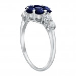 White Gold Blue Sapphire and 2/5ct Diamond Engagement Ring - Handcrafted By Name My Rings™