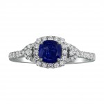 White Gold Blue Sapphire and 4/9ct Diamonds Engagement Ring - Handcrafted By Name My Rings™