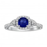 White Gold Blue Sapphire and 4/9ct Diamonds Engagement Ring - Handcrafted By Name My Rings™