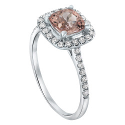 White Gold Morganite and 1/3ct Diamonds Engagement Ring - Handcrafted By Name My Rings™