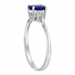 White Gold Oval Shape Vivid Blue Sapphire and Diamond Engagement Ring - Handcrafted By Name My Rings™
