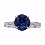 White Gold Vivid Blue Sapphire and 1/6ct Diamond Engagement Ring - Handcrafted By Name My Rings™
