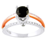 Two-tone Gold 1ct TDW Black Diamond Engagement Ring - Handcrafted By Name My Rings™