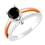 Two-tone Gold 1ct TDW Black Diamond Engagement Ring - Handcrafted By Name My Rings™
