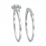 White Gold 1/3ct TDW 3-stone Halo Bridal Ring Set - Handcrafted By Name My Rings™