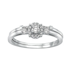 White Gold 1/3ct TDW 3-stone Halo Bridal Ring Set - Handcrafted By Name My Rings™