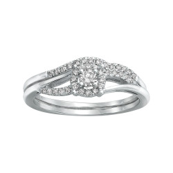 White Gold 1/3ct TDW Bridal Engagement Halo Ring Set - Handcrafted By Name My Rings™