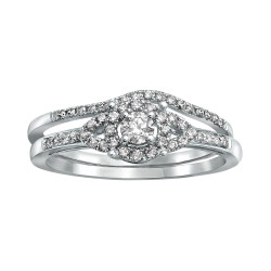 White Gold 1/3ct TDW Bridal Halo Engagement Ring Set - Handcrafted By Name My Rings™
