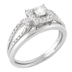 White Gold 1/3ct TDW Halo Bridal Set - Handcrafted By Name My Rings™