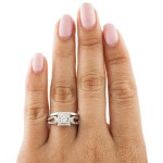White Gold 1/3ct TDW Halo Bridal Set - Handcrafted By Name My Rings™