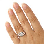 White Gold 1/3ct TDW Round Swirl Halo Diamond Bridal Set - Handcrafted By Name My Rings™
