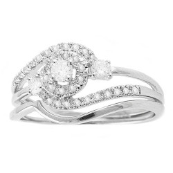 White Gold 1/3ct TDW Round Swirl Halo Diamond Bridal Set - Handcrafted By Name My Rings™