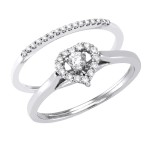 White Gold 1/4ct TDW Bridal Heart Ring Set - Handcrafted By Name My Rings™