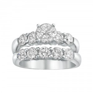 White Gold 2 1/6ct TDW Diamond Bridal Ring Set - Handcrafted By Name My Rings™