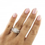 White Gold 3/4ct TDW Double Halo Bridal Ring Set - Handcrafted By Name My Rings™