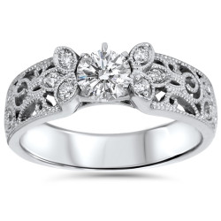 Bliss White Gold 1/2CT TDW 2mm Vintage Diamond Engagement Ring - Handcrafted By Name My Rings™
