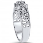 Bliss White Gold 1/2CT TDW 2mm Vintage Diamond Engagement Ring - Handcrafted By Name My Rings™