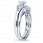 Diamonds White Gold 3/4ct TDW Round and Baguette Diamond Engagement Ring - Handcrafted By Name My Rings™