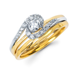 Diamonds Two-tone Gold 1/3ct TDW Diamond Bridal Set - Handcrafted By Name My Rings™