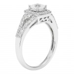 Diamonds White Gold 1/2ct TDW Princess-cut Diamond with Halo and Split Shank Ring - Handcrafted By Name My Rings™