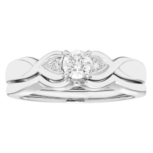 Diamonds White Gold 1/4ct TDW Diamond Bridal Set - Handcrafted By Name My Rings™