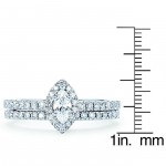 Diamonds White Gold 1/4ct TDW Marquise Diamond Halo Wedding Engagement Bridal Ring Set - Handcrafted By Name My Rings™