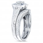 Diamonds White Gold 2/5ct TDW Diamond and Blue Sapphire Engagement Ring - Handcrafted By Name My Rings™