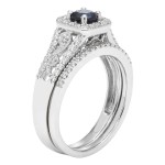 Diamonds White Gold 3/4ct Diamond and Sapphire Bridal Set - Handcrafted By Name My Rings™